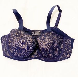 NWOT Soma Enticing Lift Full Coverage Bra Navy Lace SZ 38C